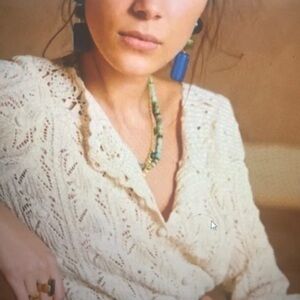 NWOT Sezane Artie Crochet knit jumper- cream